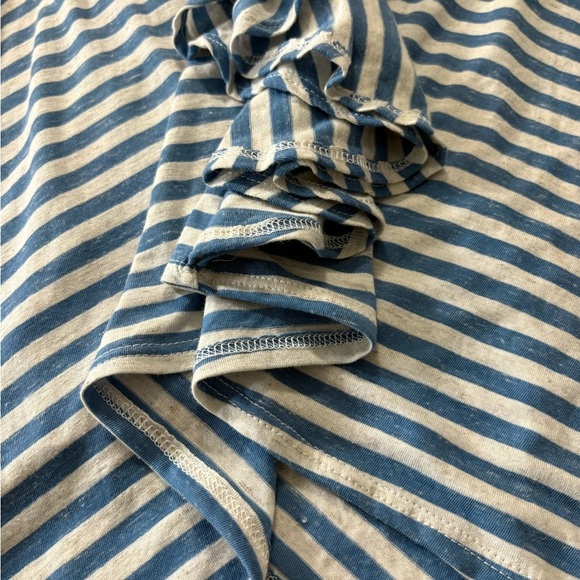 FP Beach Soft Blue Striped Tunic/Dress/Coverup. Open Back Detail, Ruffle Front. - Picture 14 of 16